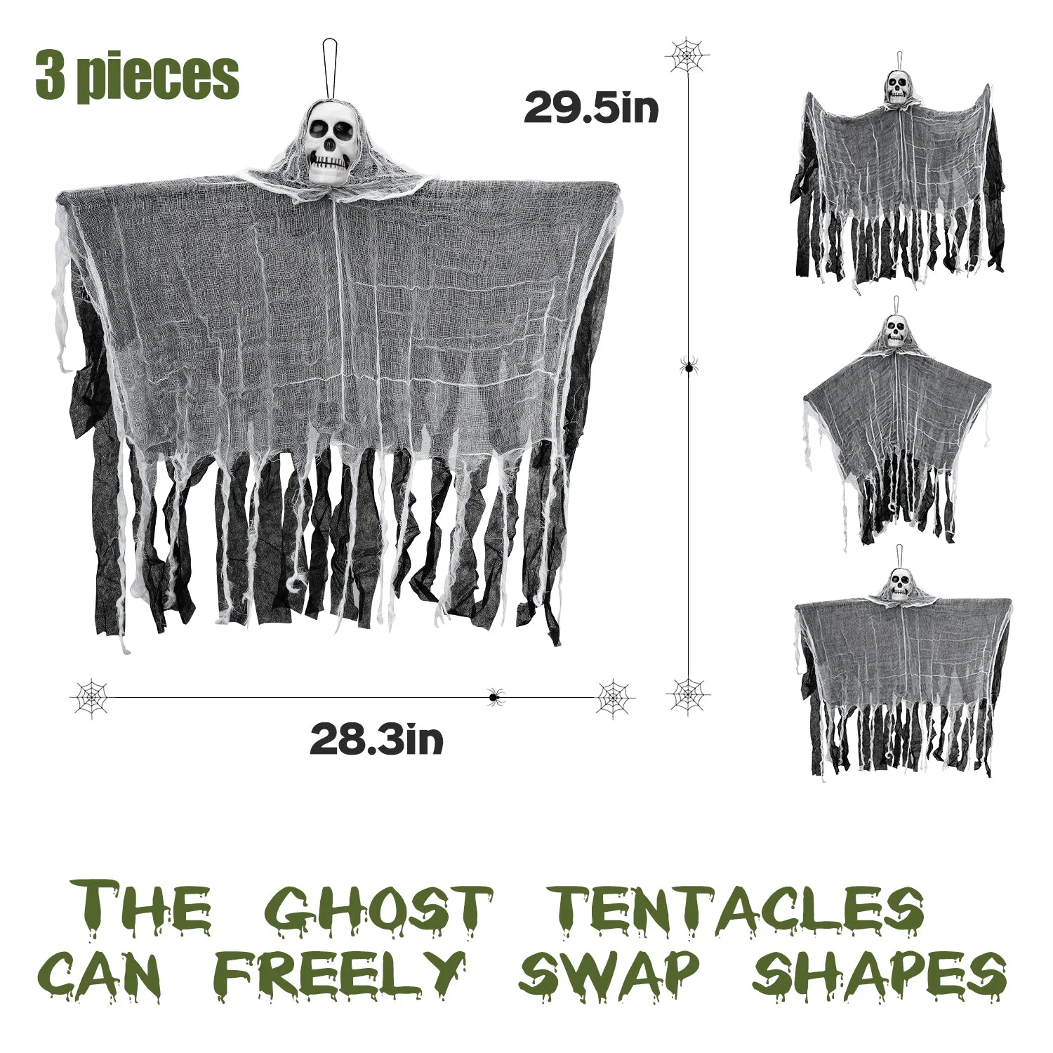3 Pcs Hanging Skeleton Halloween Decorations