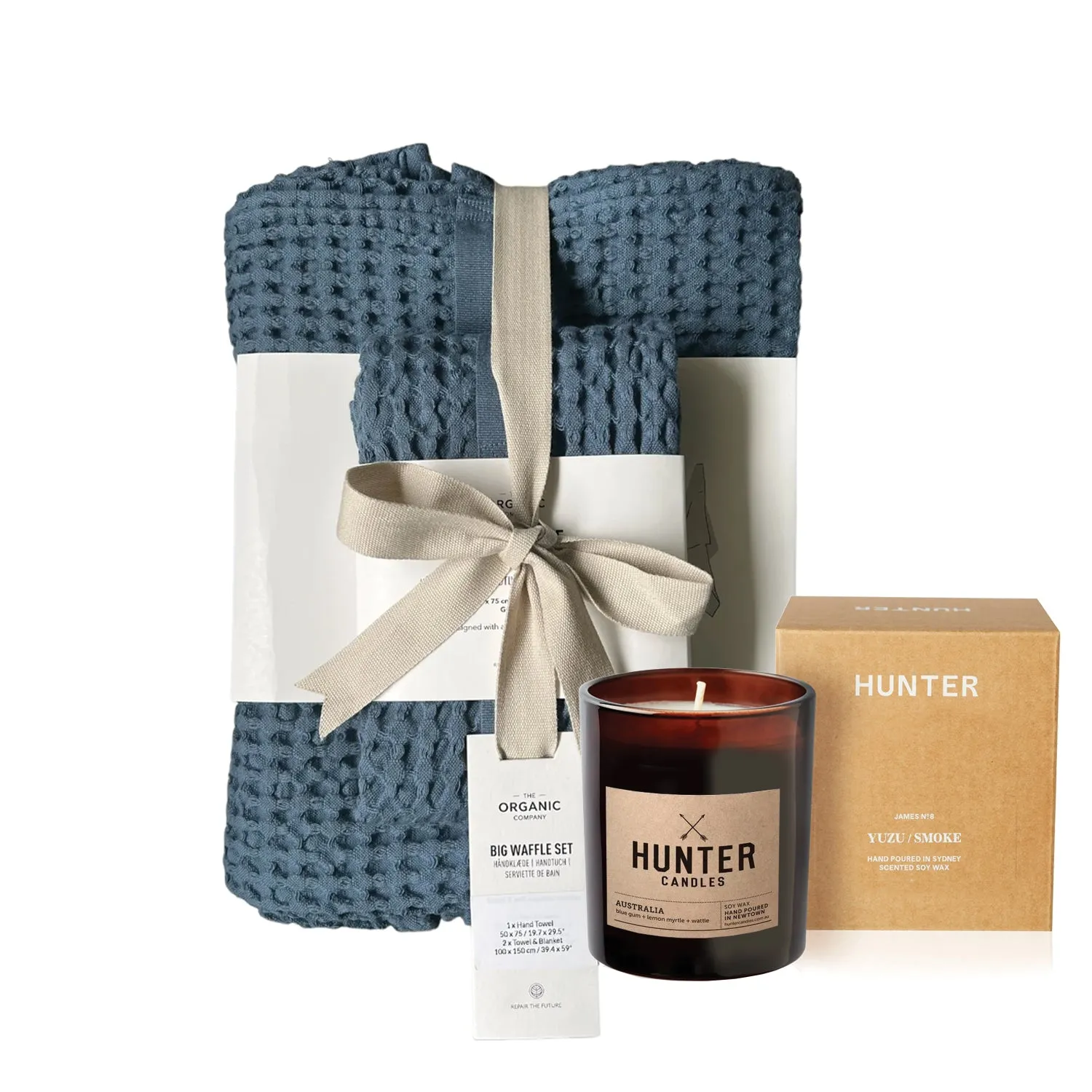 Big Waffle Towels & Candle Gift Set