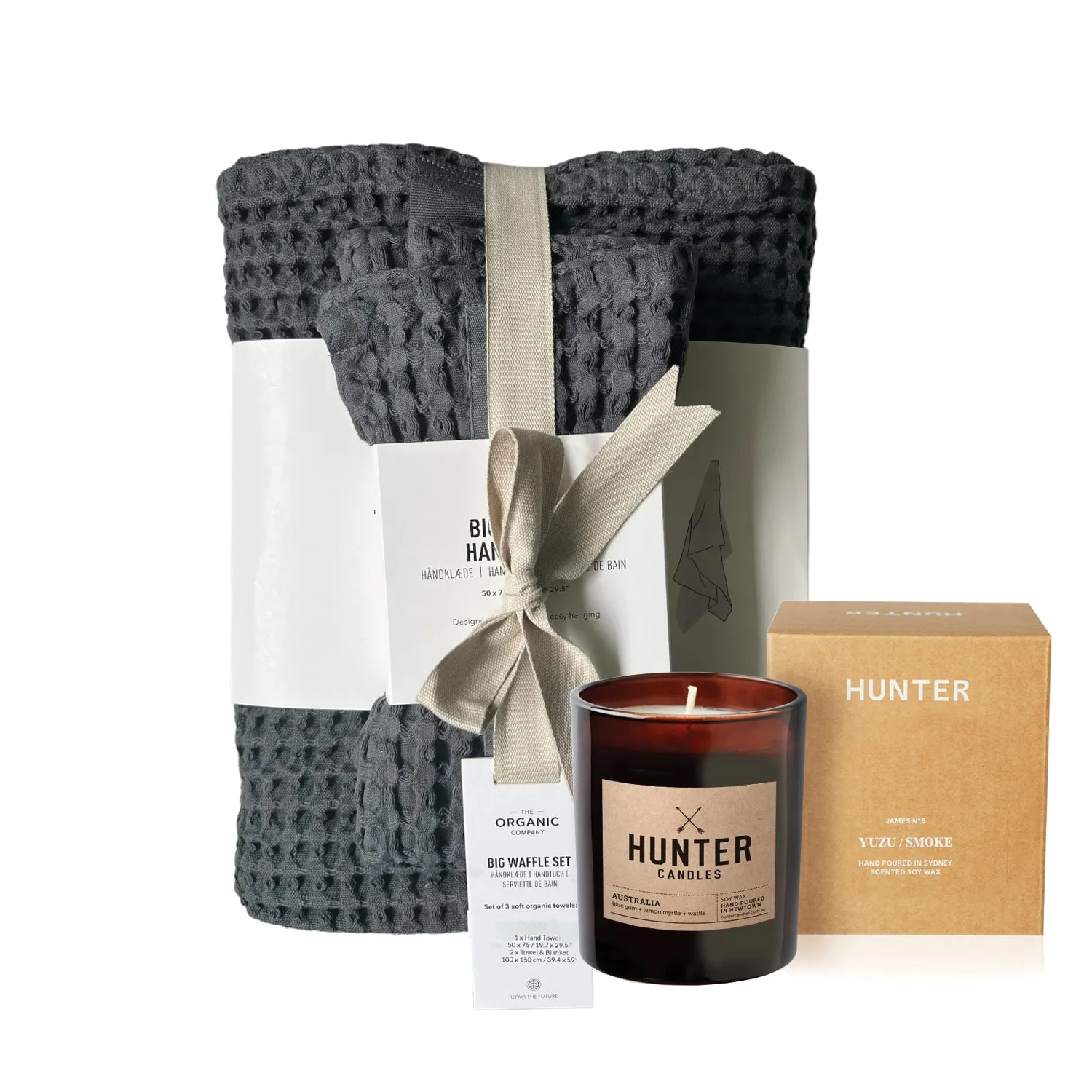 Big Waffle Towels & Candle Gift Set