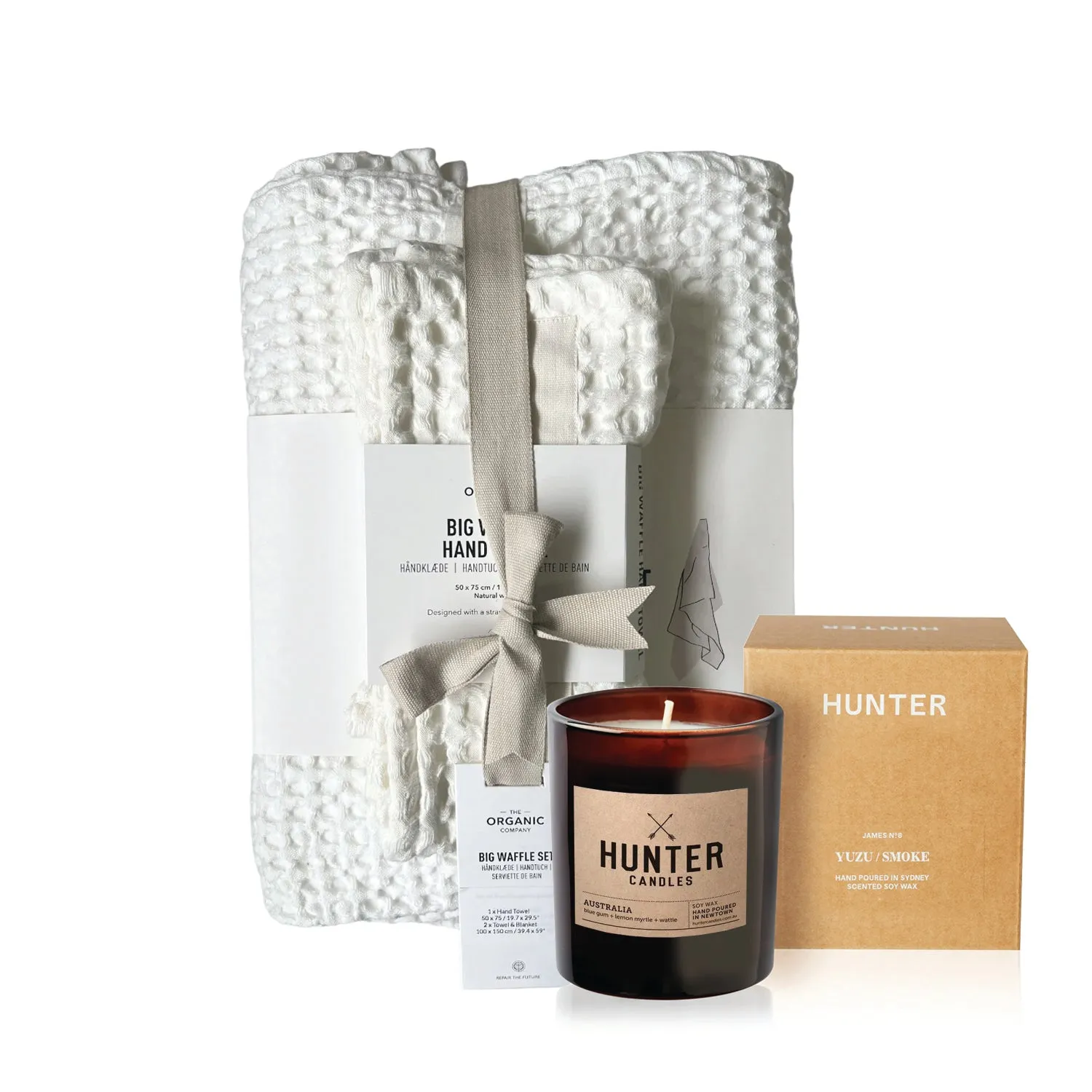 Big Waffle Towels & Candle Gift Set