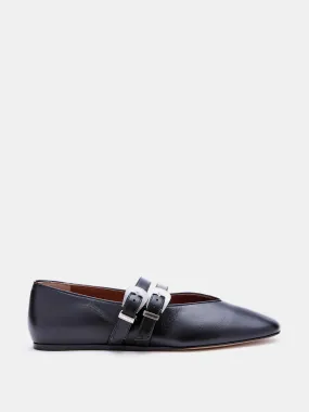 Black leather Claudia slippers