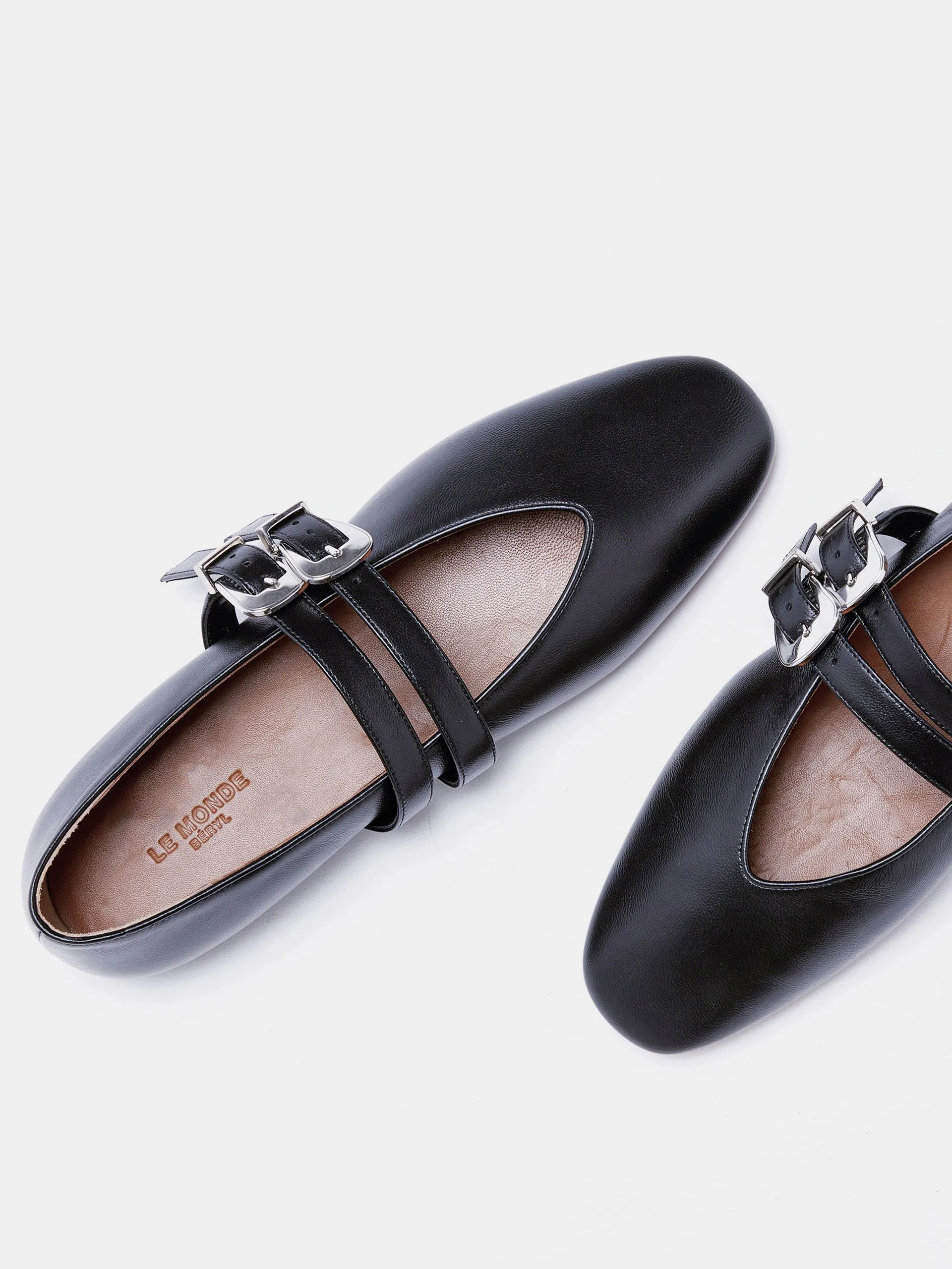 Black leather Claudia slippers