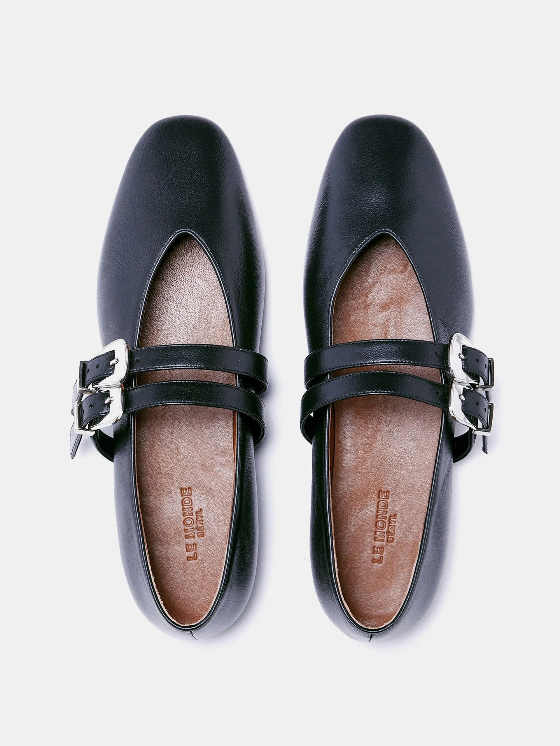 Black leather Claudia slippers