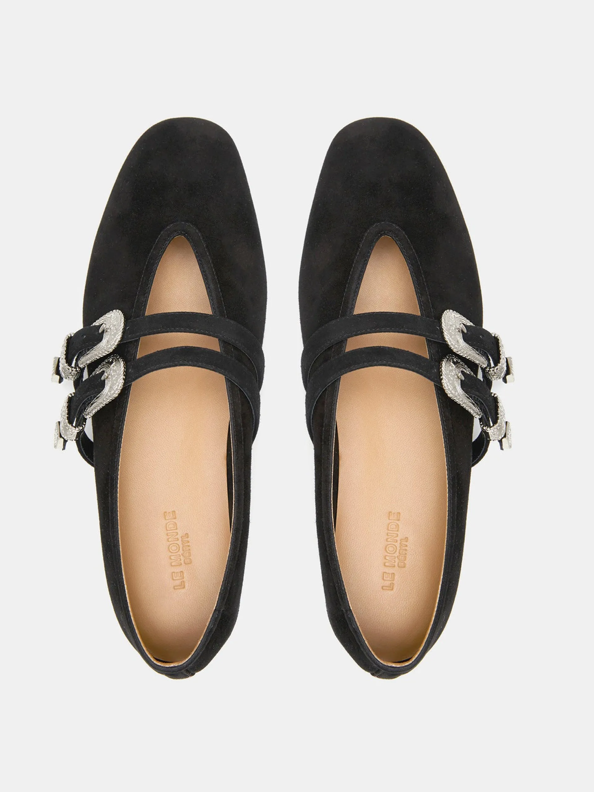 Black suede ballet Claudia slippers