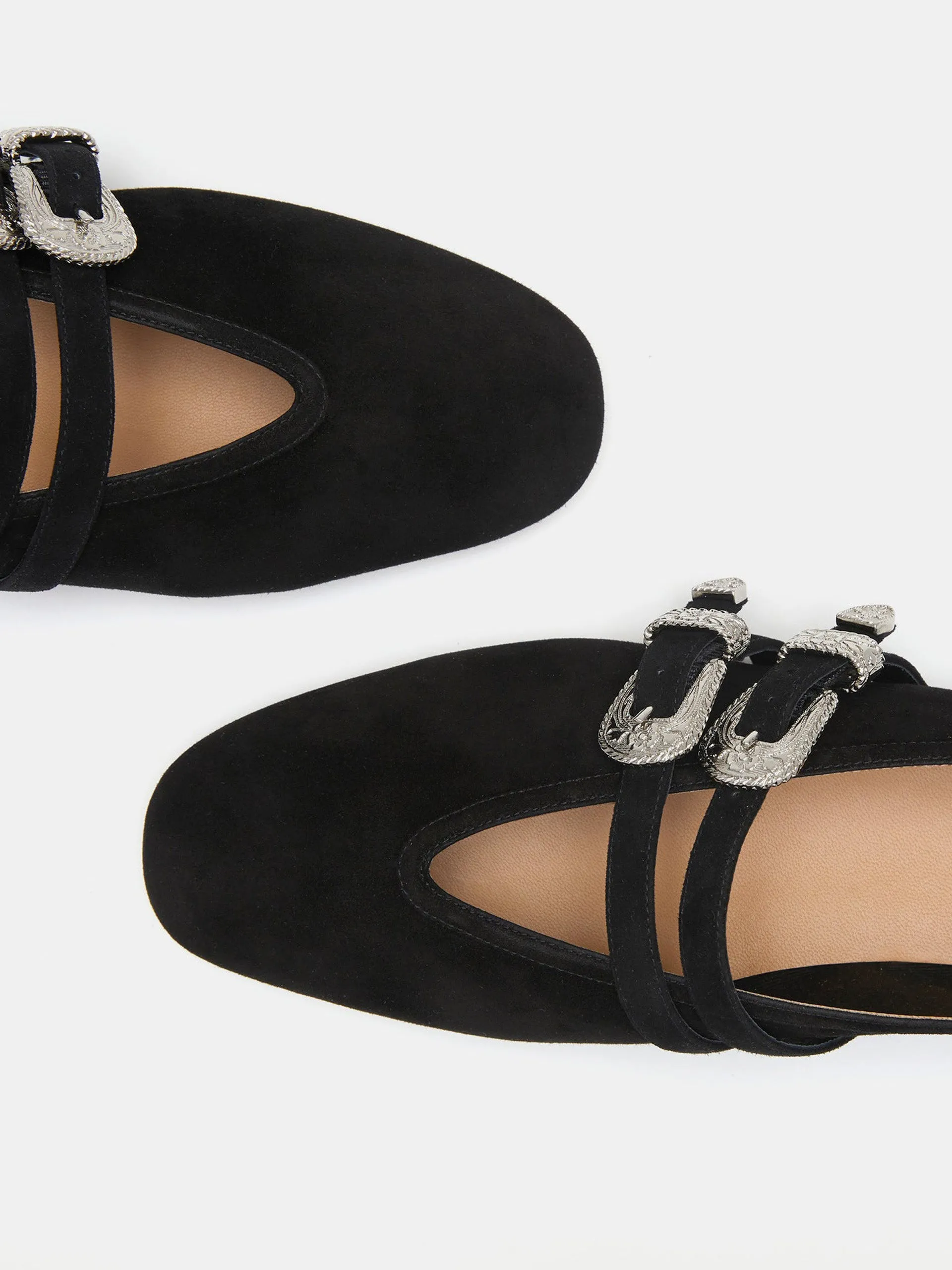 Black suede ballet Claudia slippers
