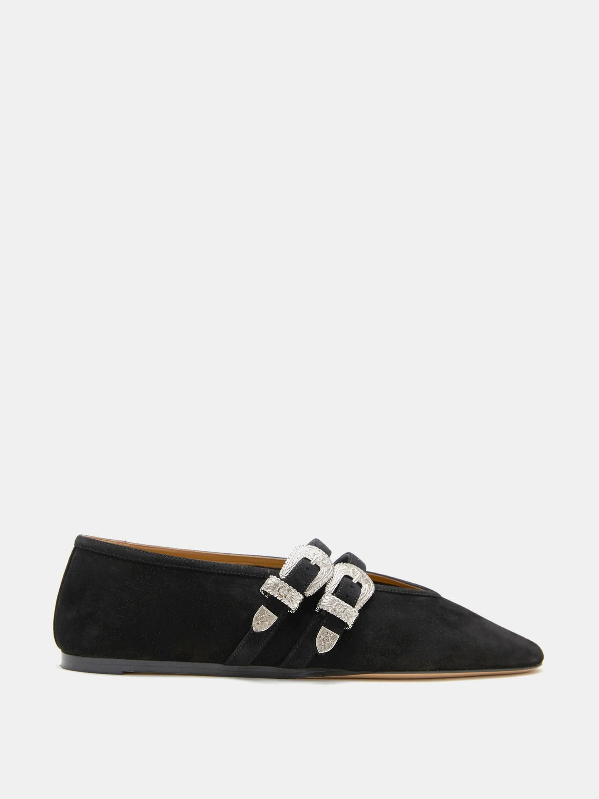 Black suede ballet Claudia slippers