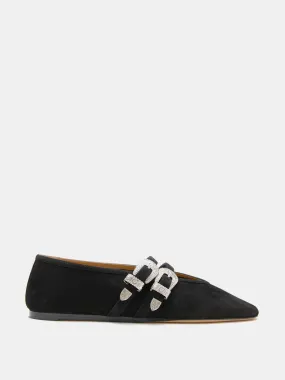 Black suede ballet Claudia slippers