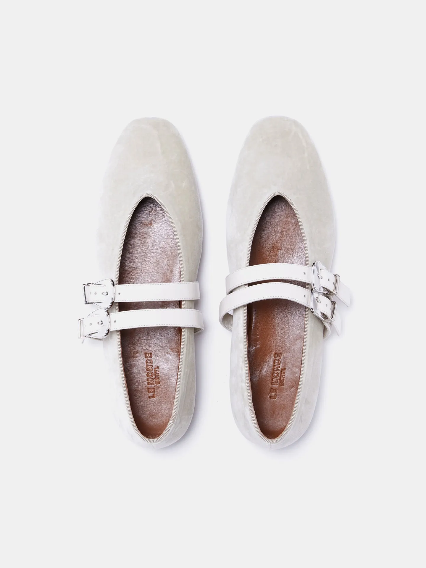 Bone velvet Claudia slippers