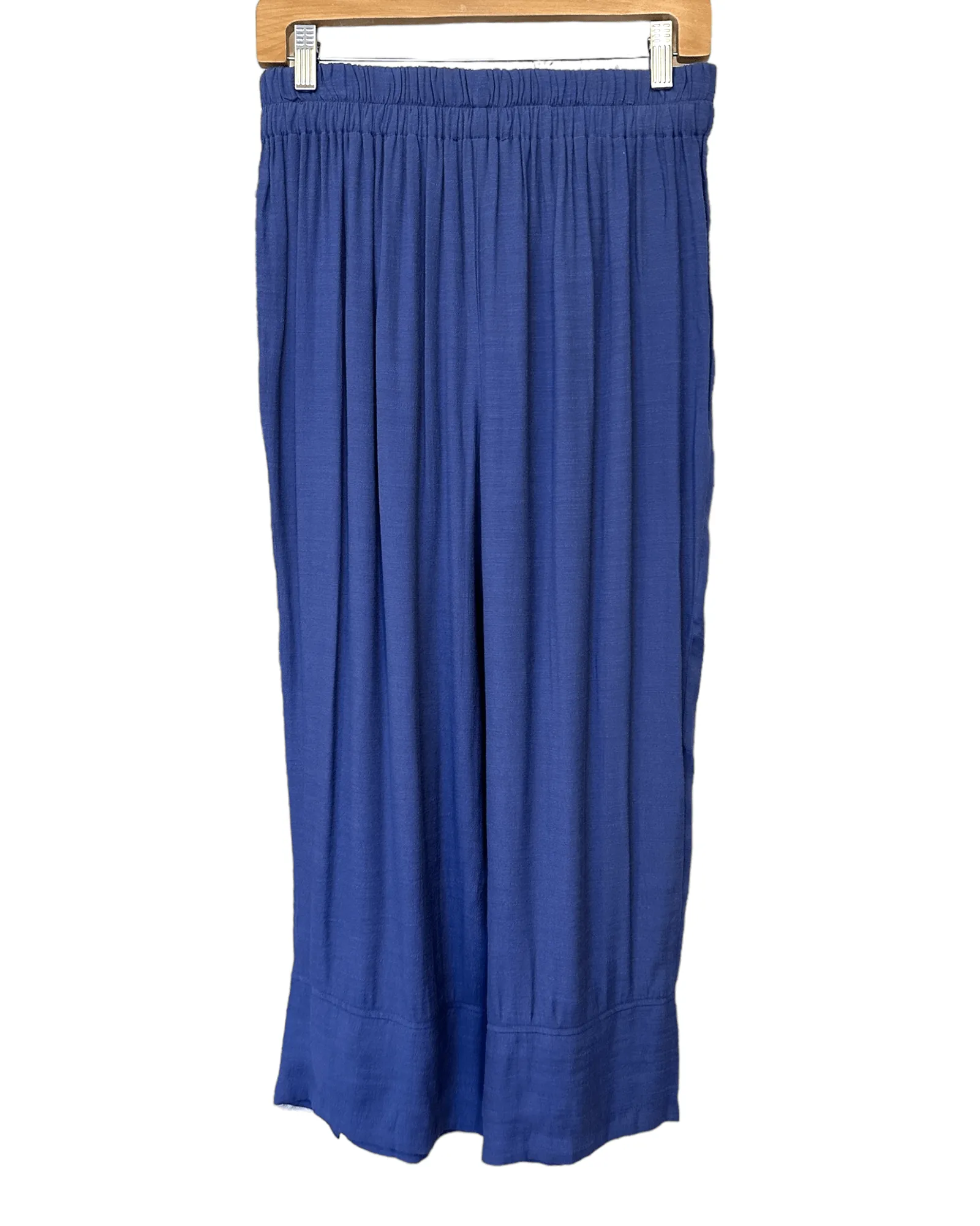 Cool Summer Blue Jewel Flowy Wide Leg Pants