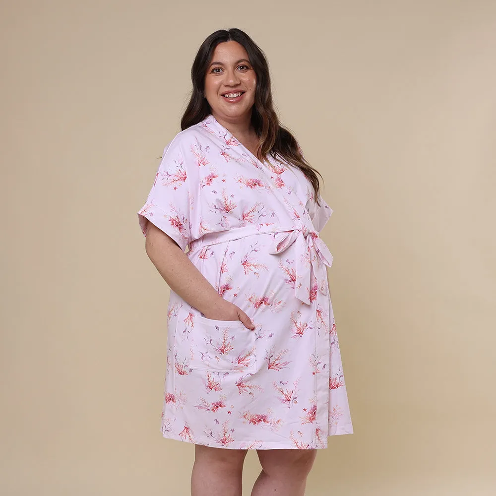 Coral Organic Maternity Robe