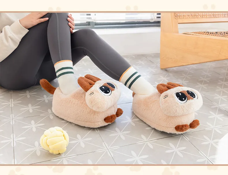 Cute Siamese Cat Plush Slippers