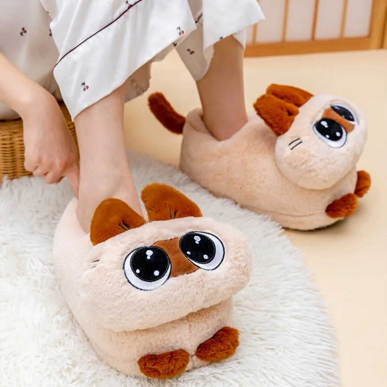 Cute Siamese Cat Plush Slippers