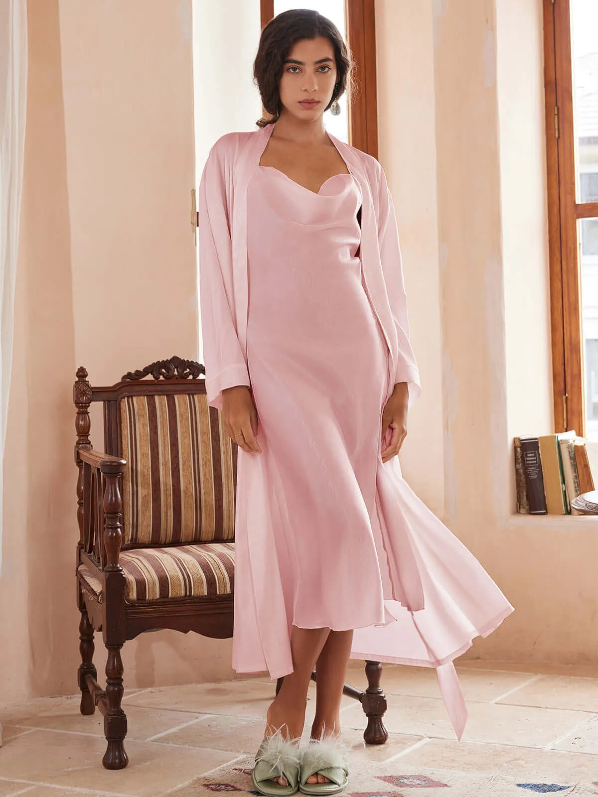 Elegant Robe Dress & Pajama Set Bridal
