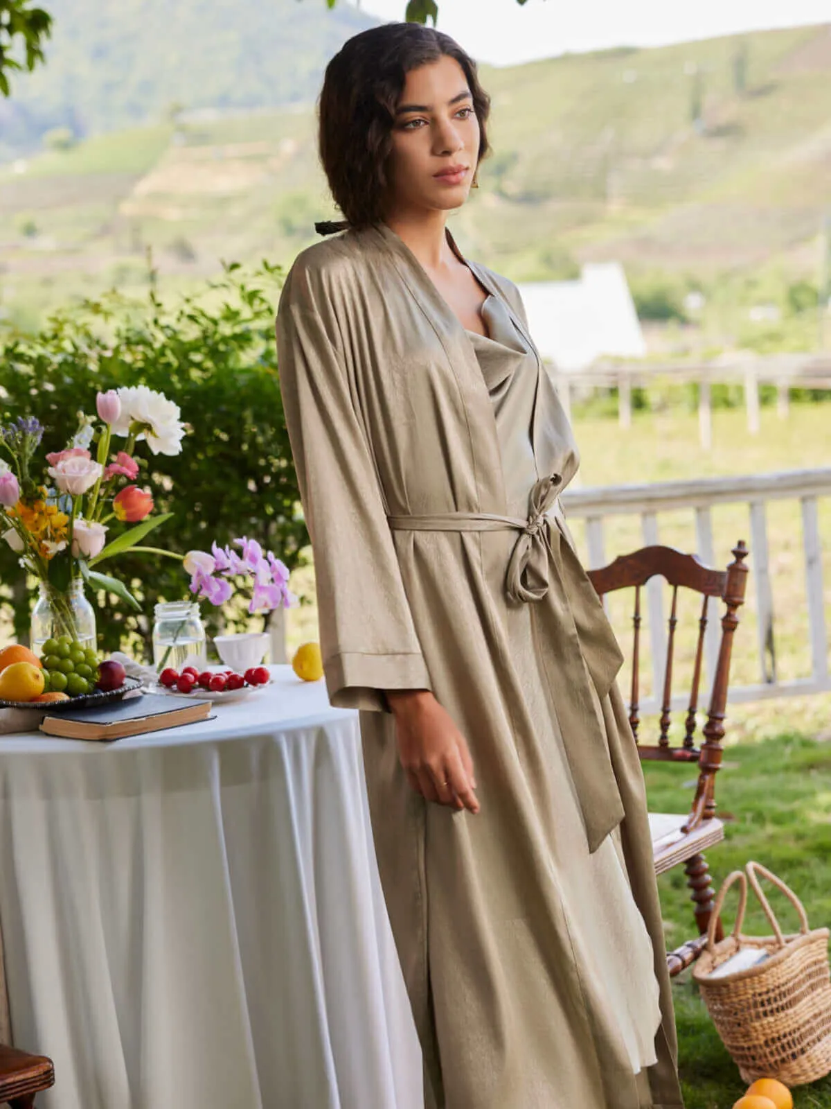 Elegant Robe Dress & Pajama Set Bridal