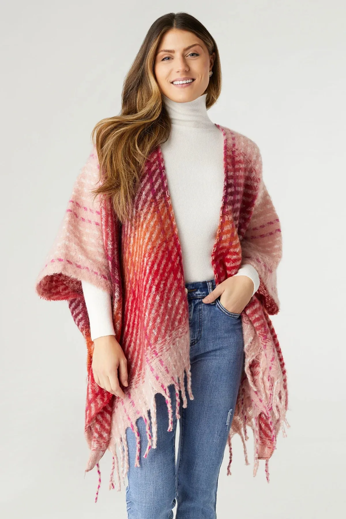 *FINAL SALE* Super Soft Plaid Tie Waist Ruana - Multiple Colors