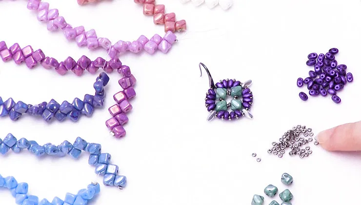 How to Make the Silky Smooth Earrings with Mini Silky Beads, MiniDuos and Mini Dagger Beads