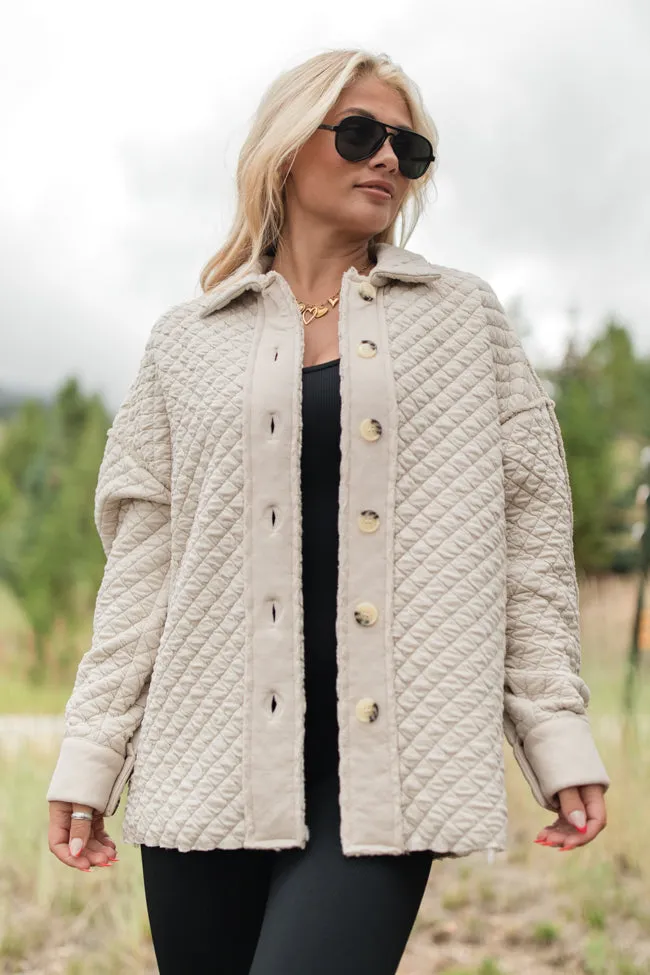Just Warming Up Beige Quilted Shacket SALE