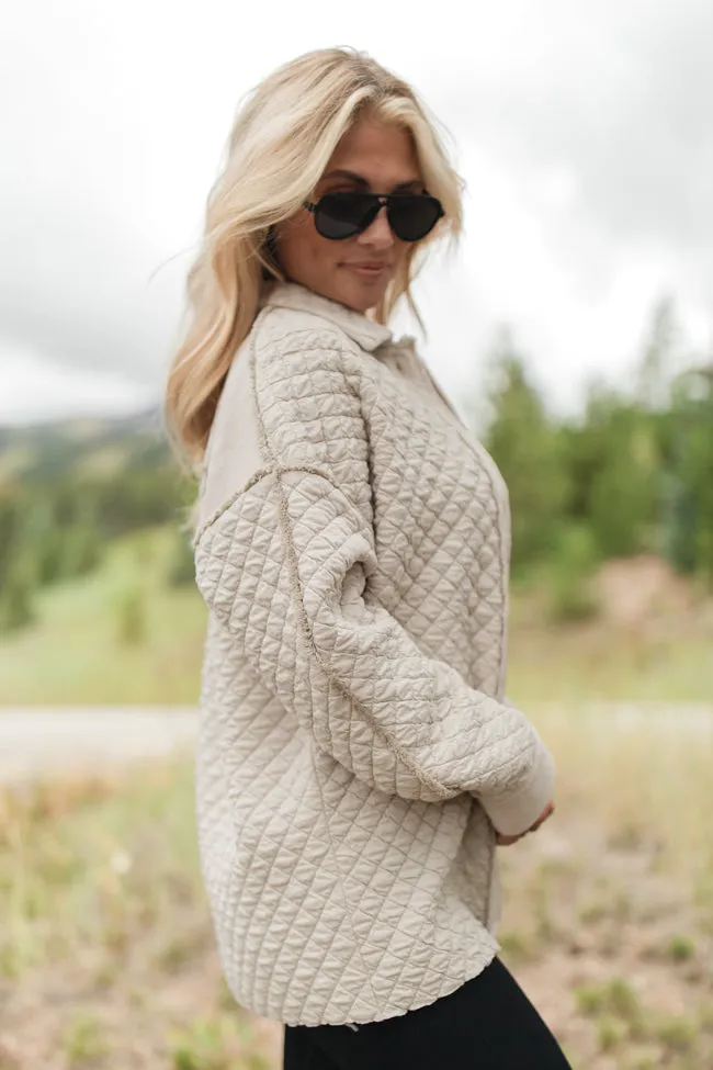 Just Warming Up Beige Quilted Shacket SALE