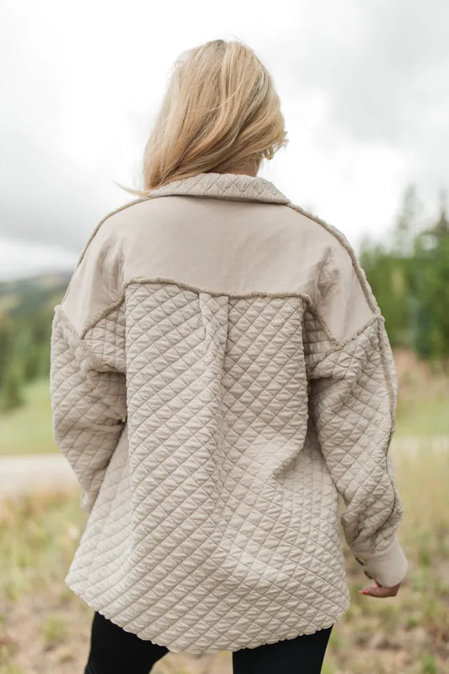 Just Warming Up Beige Quilted Shacket SALE