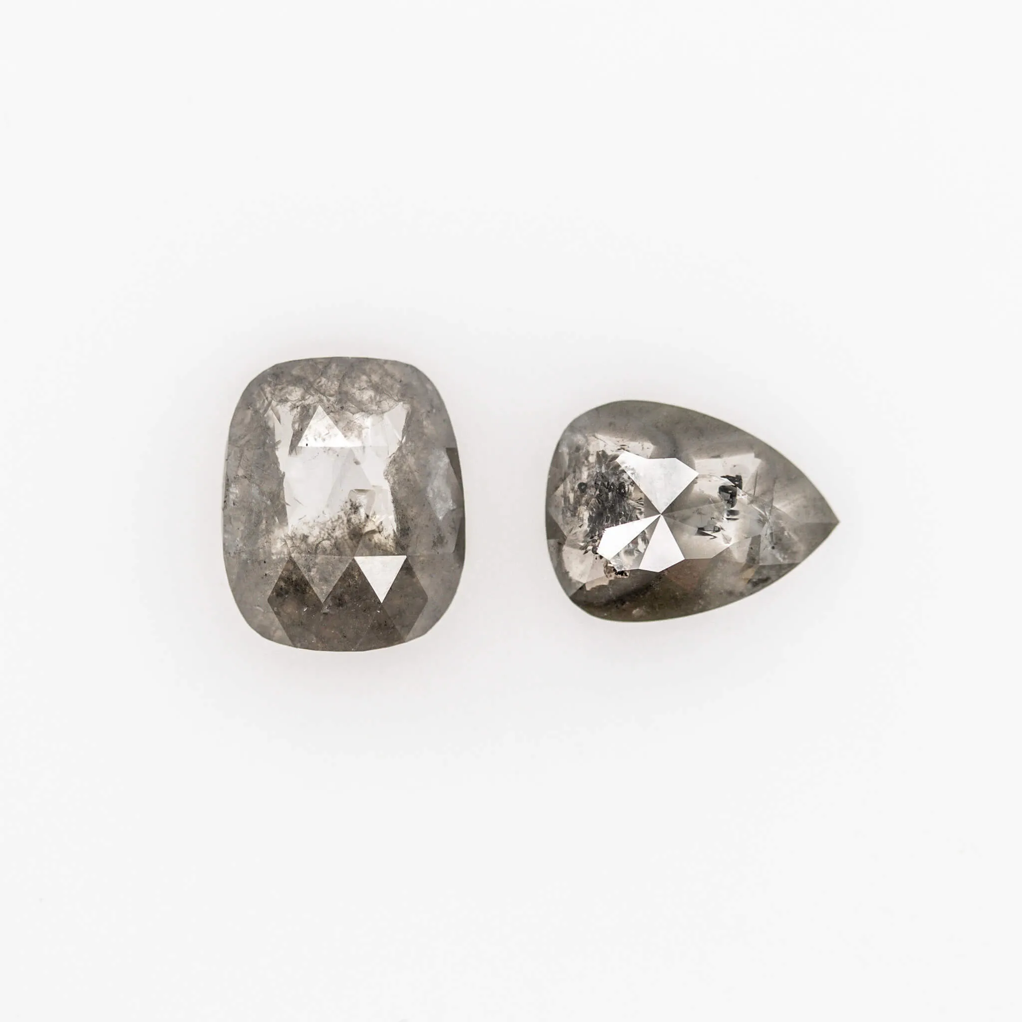 Ld023 Teardrop Rosecut Salt and Pepper Diamond