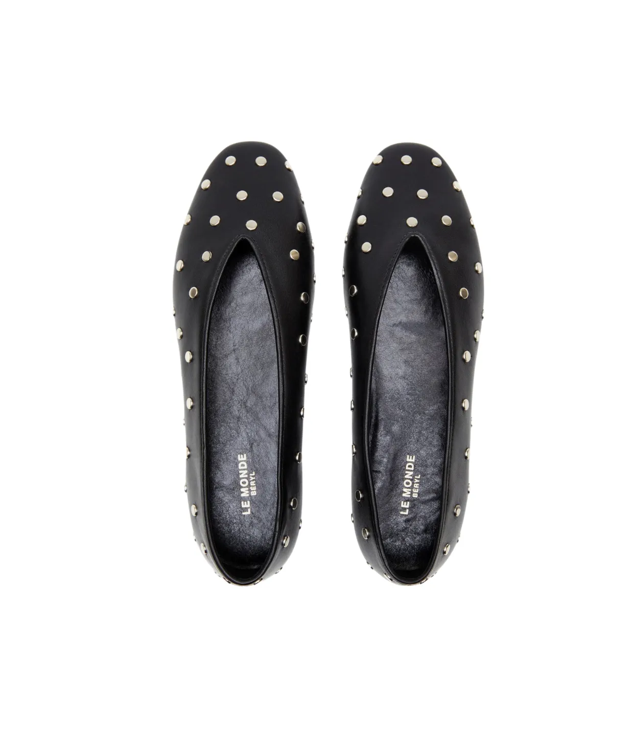 Leather Studded Slippers in Black