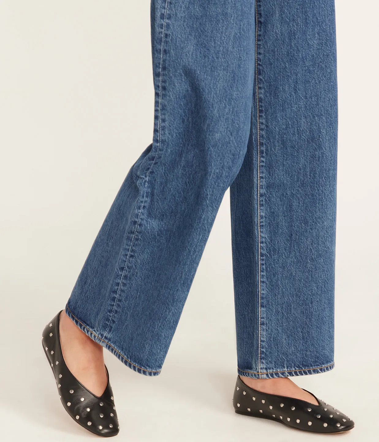 Leather Studded Slippers in Black