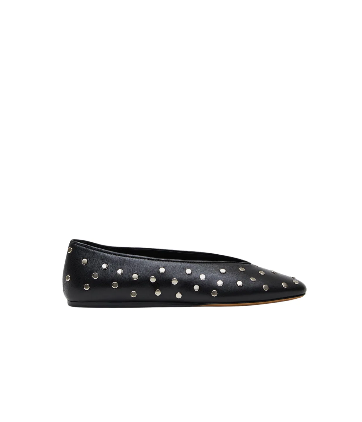 Leather Studded Slippers in Black