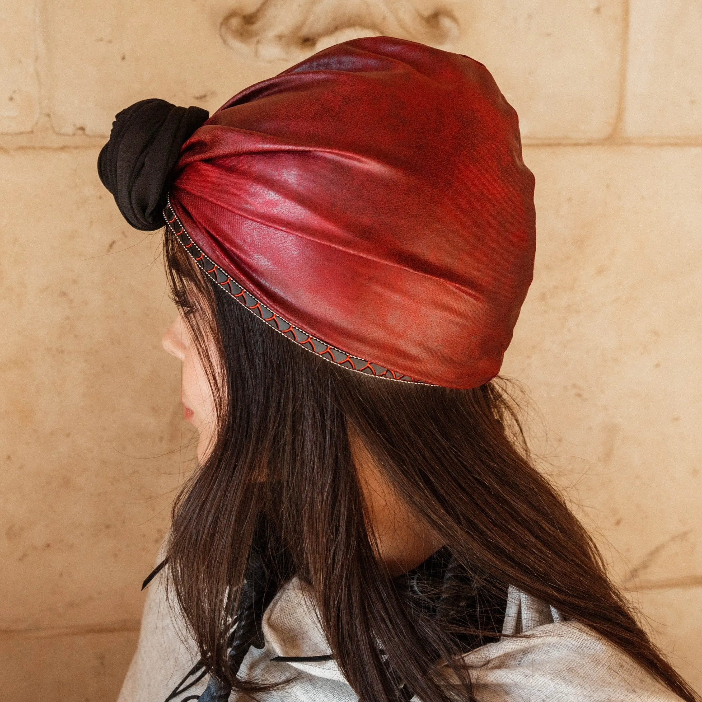 Leathered Cherry Turban