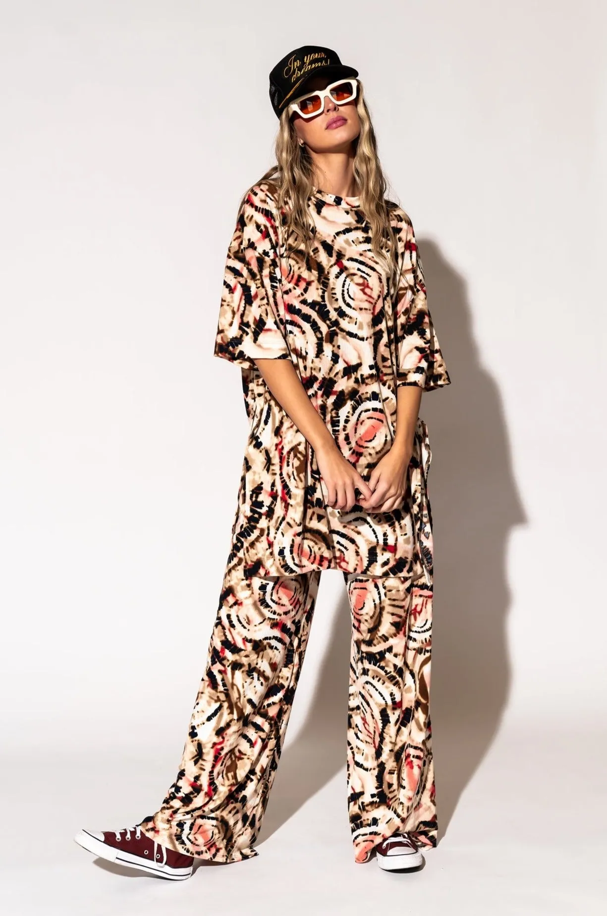 Leveled Up Ribbed Playsuit in Grungecore Tie Dye