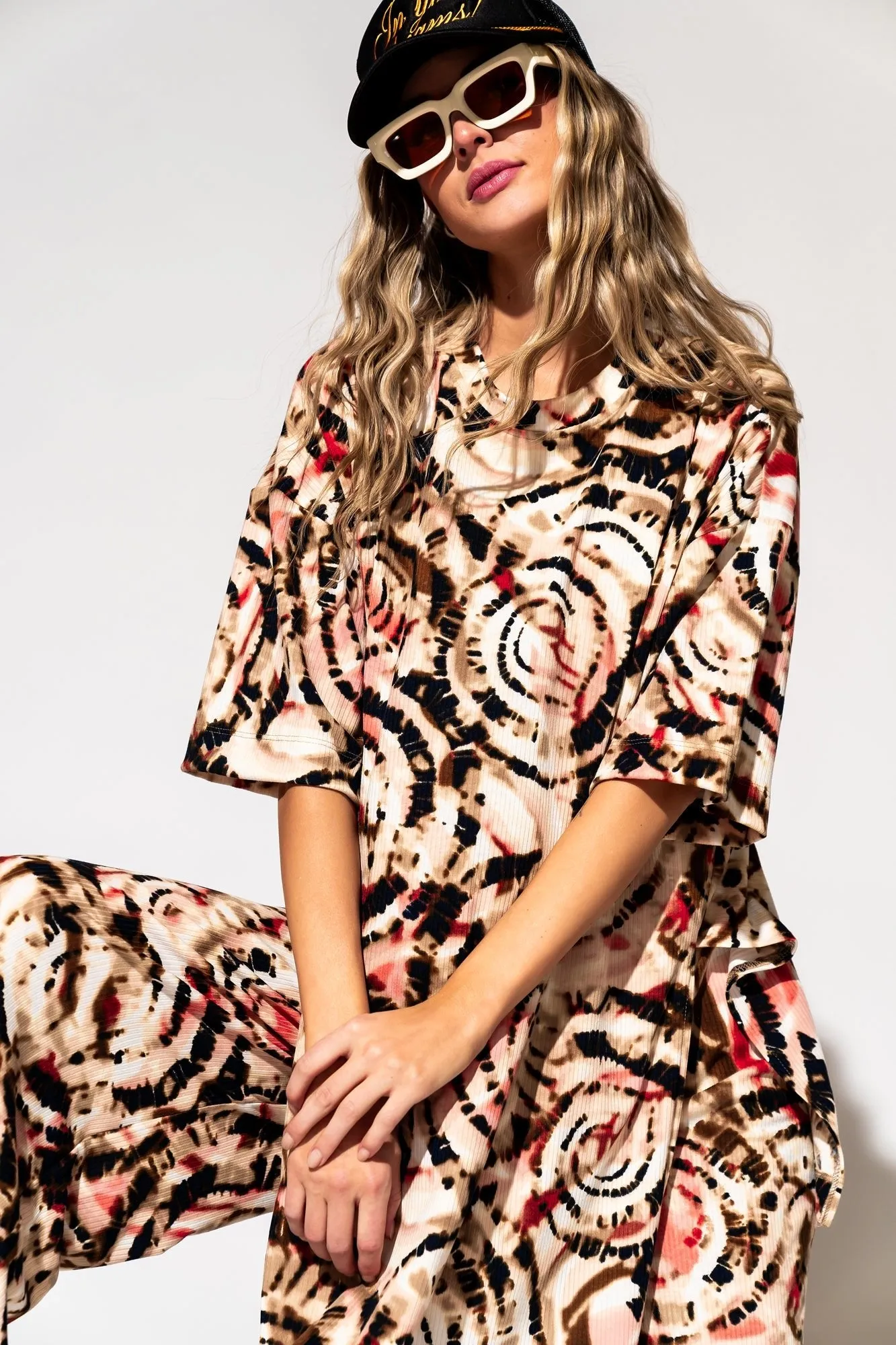 Leveled Up Ribbed Playsuit in Grungecore Tie Dye