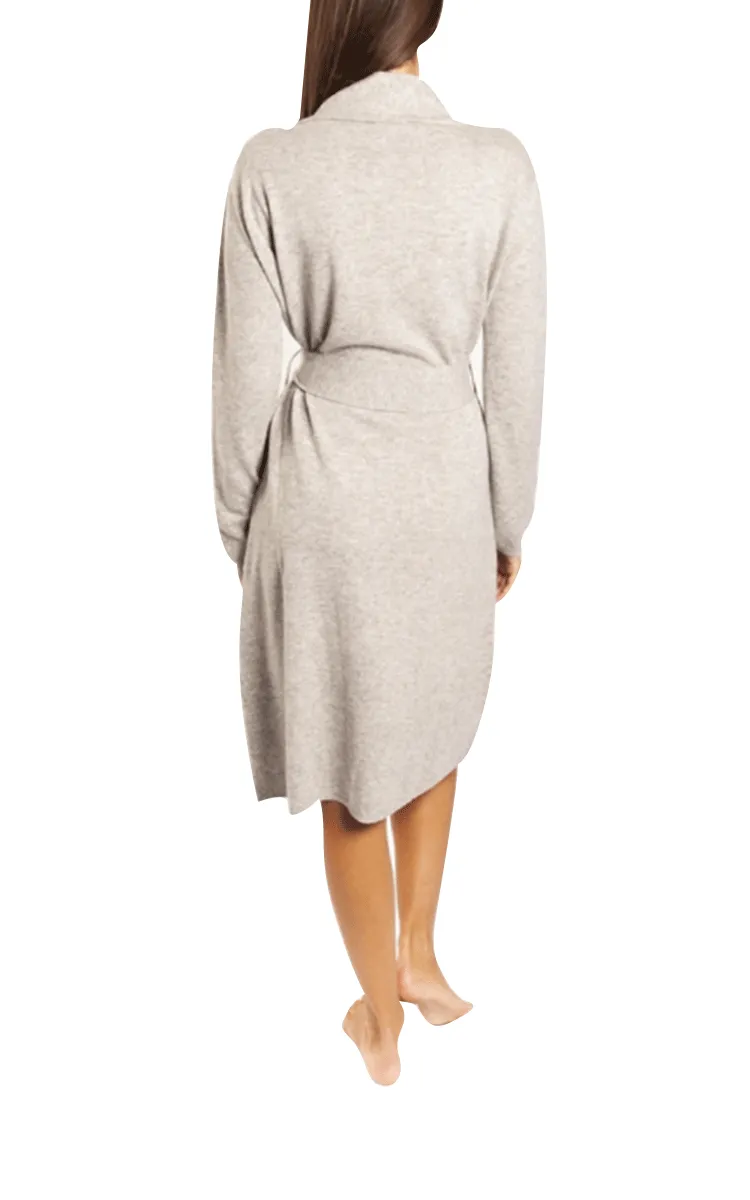 Love & Lustre 100% Cashmere Robe with Long Sleeve in Grey Marle