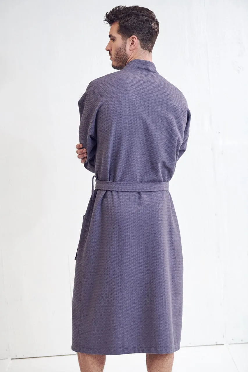Men's Spa Cotton Turkish Bathrobe, Luxury & Absorbent, Breathable & Softness, (Gray)