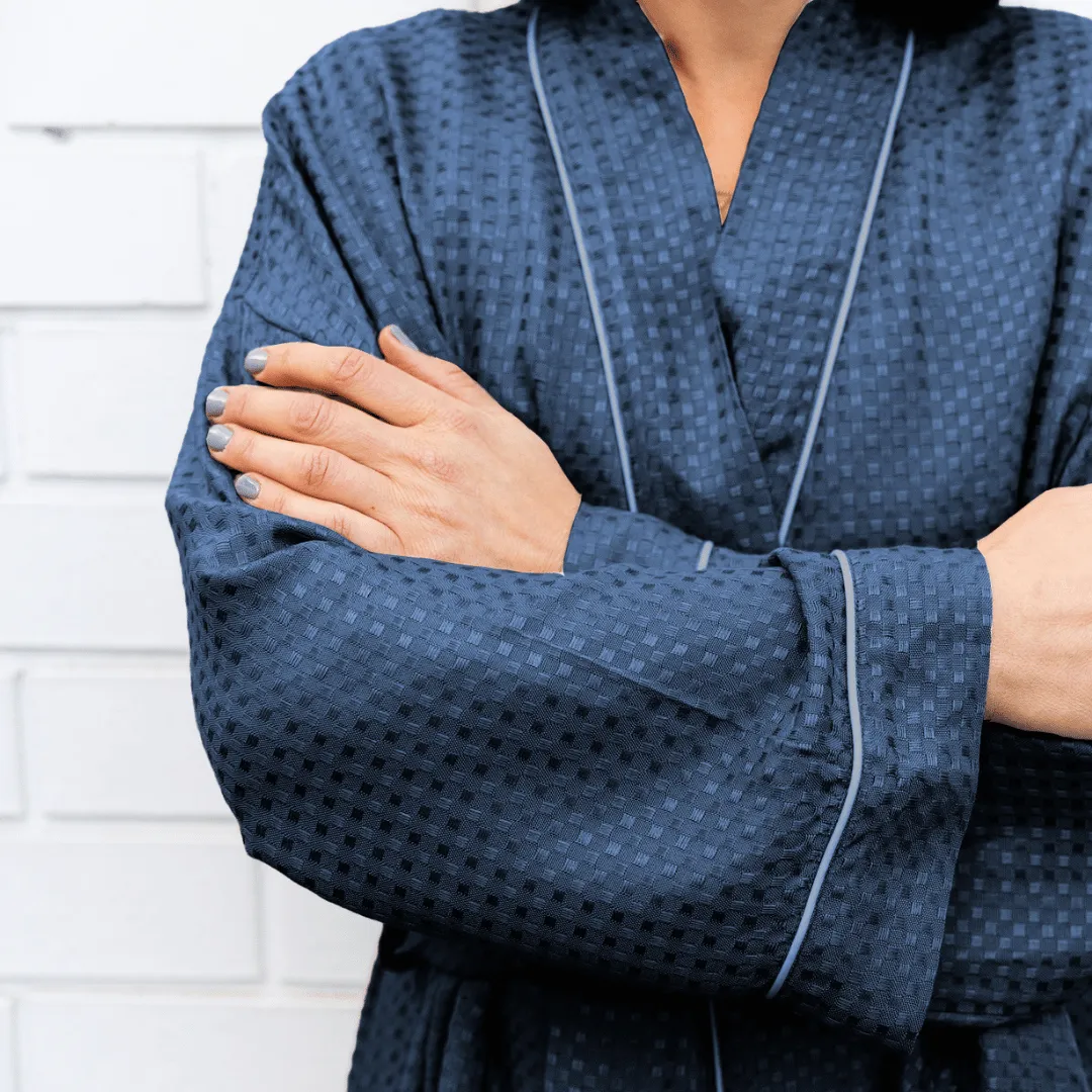 Organic Bamboo Waffle Robe - Navy