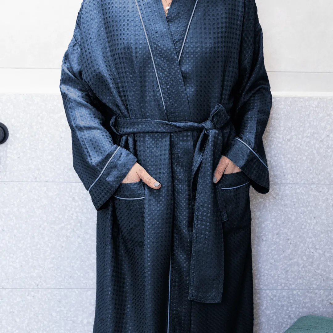 Organic Bamboo Waffle Robe - Navy