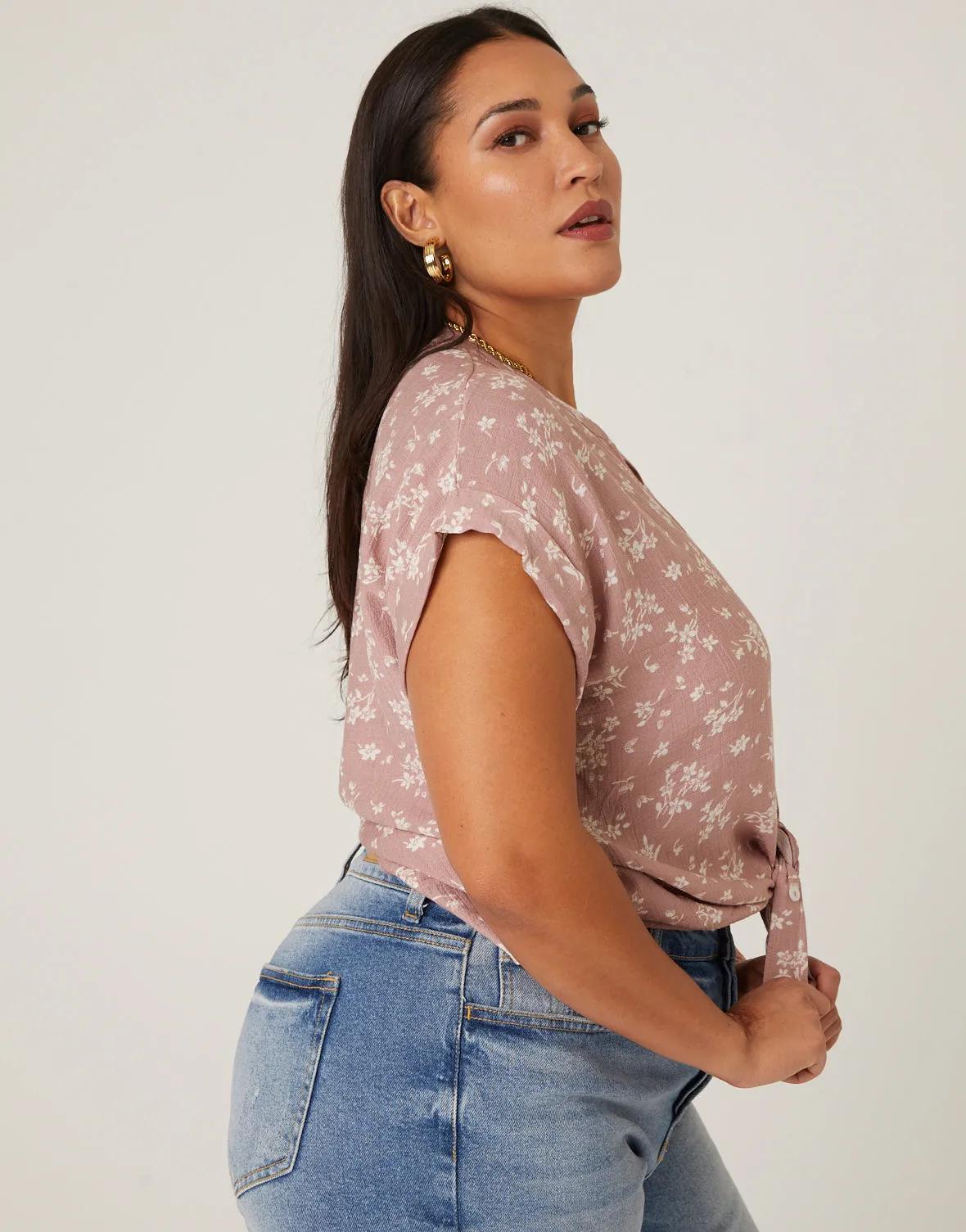 Plus Size Woven Floral Blouse