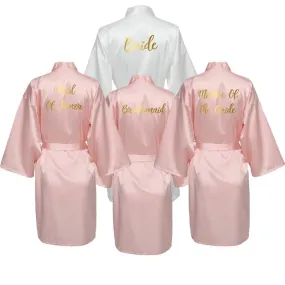Satin Silk Bride Robe Wedding Robe Bride Bridesmaid Dressing Gown Bridesmaid White Robes Satin Gold Font Gown