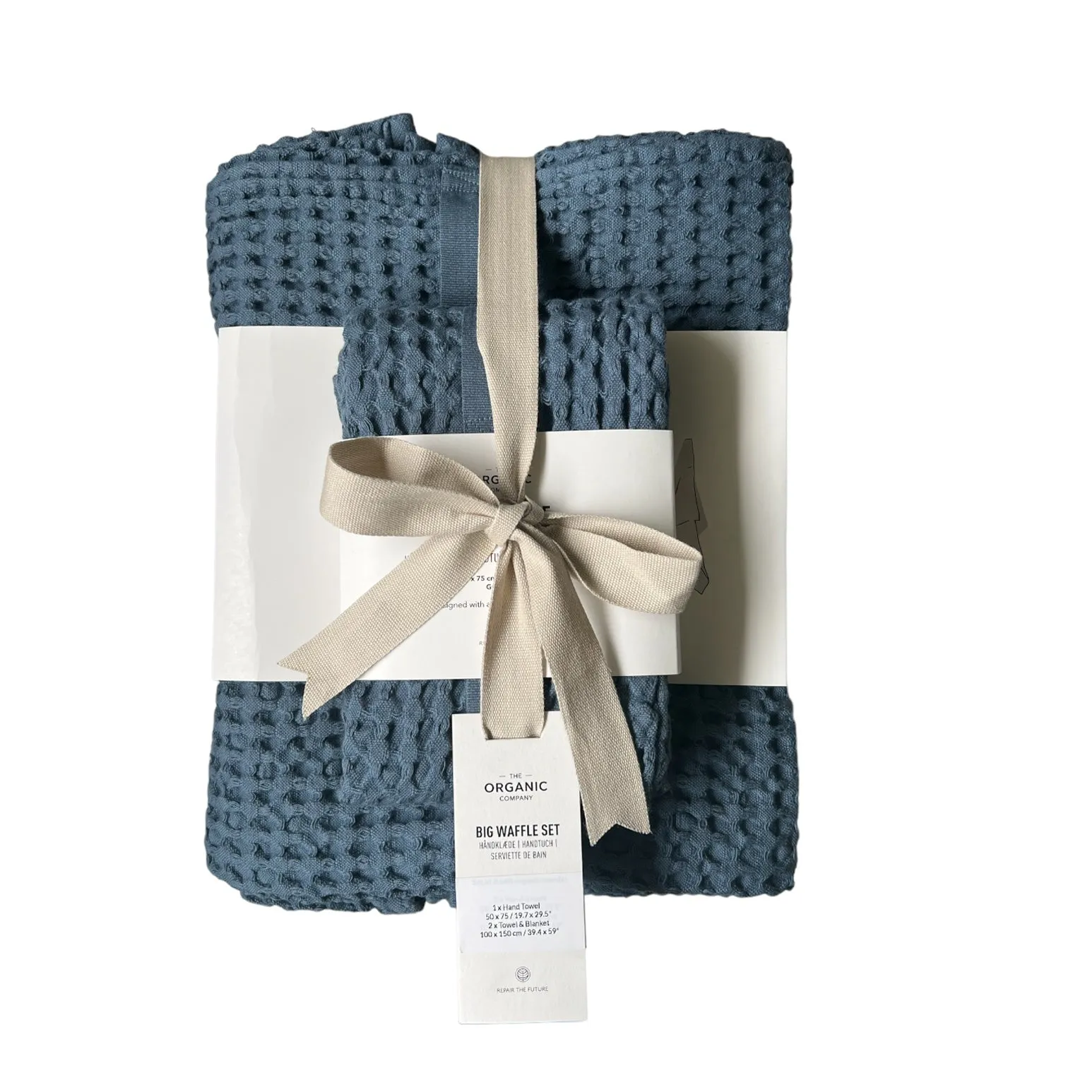 The Organic Company Big Waffle Gift Set Grey Blue