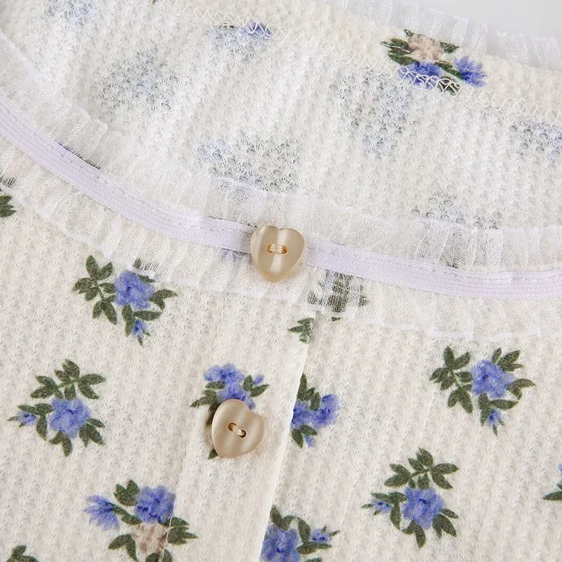 Vintage Floral Print Tops