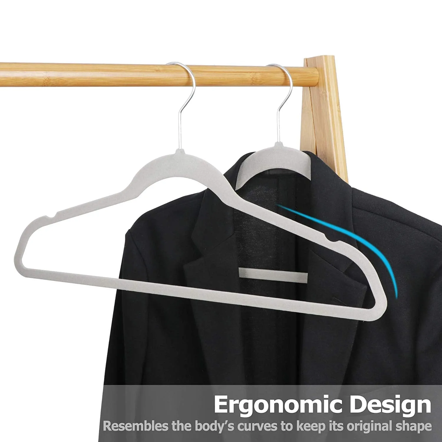 ZENY™ Pack of 100 Premium Velvet Hangers Non Slip Velvet Suit Hangers 360° Swivel Hooks, Grey/Beige