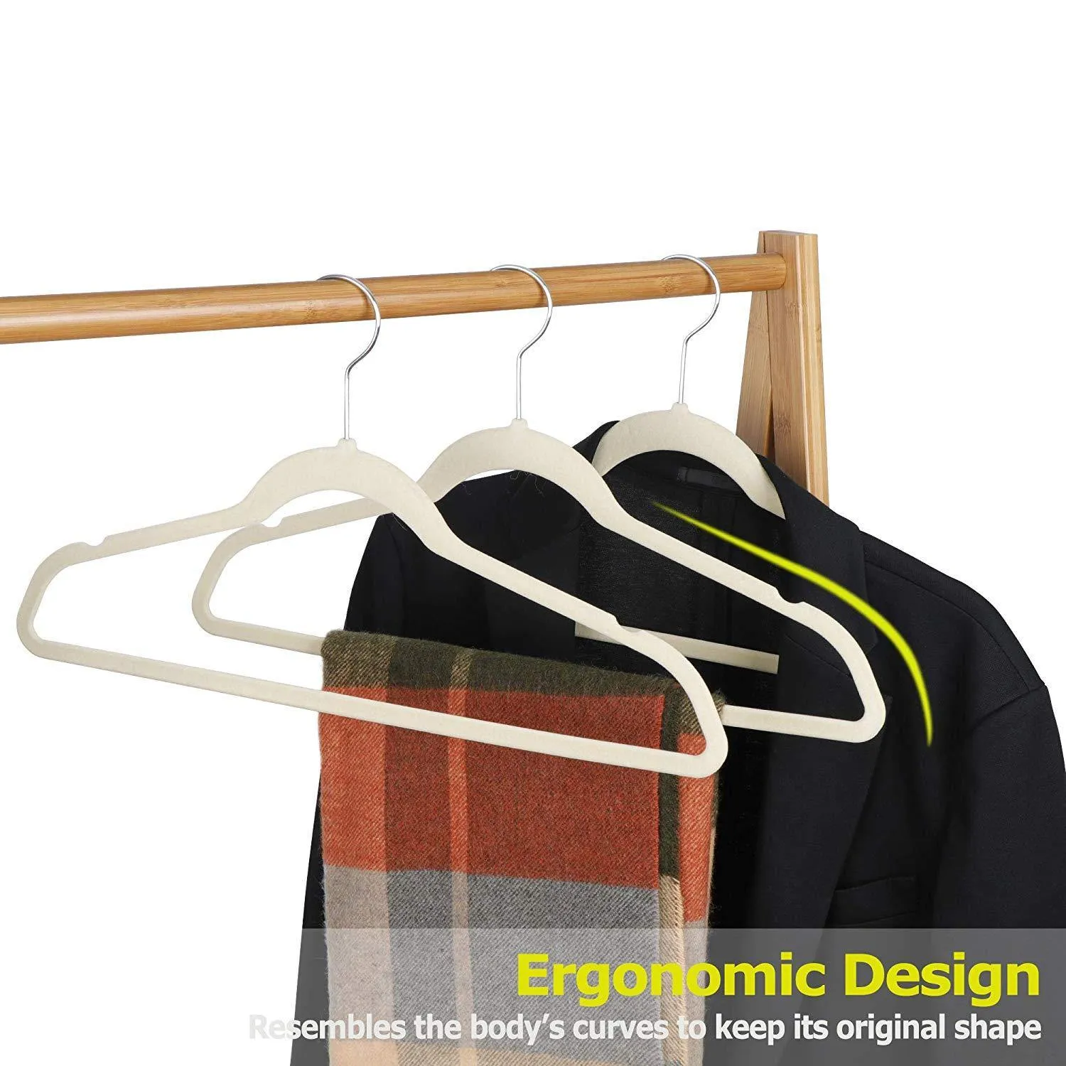 ZENY™ Pack of 100 Premium Velvet Hangers - Non Slip Velvet Suit Hangers - 360° Swivel Hooks (Grey/Beige)