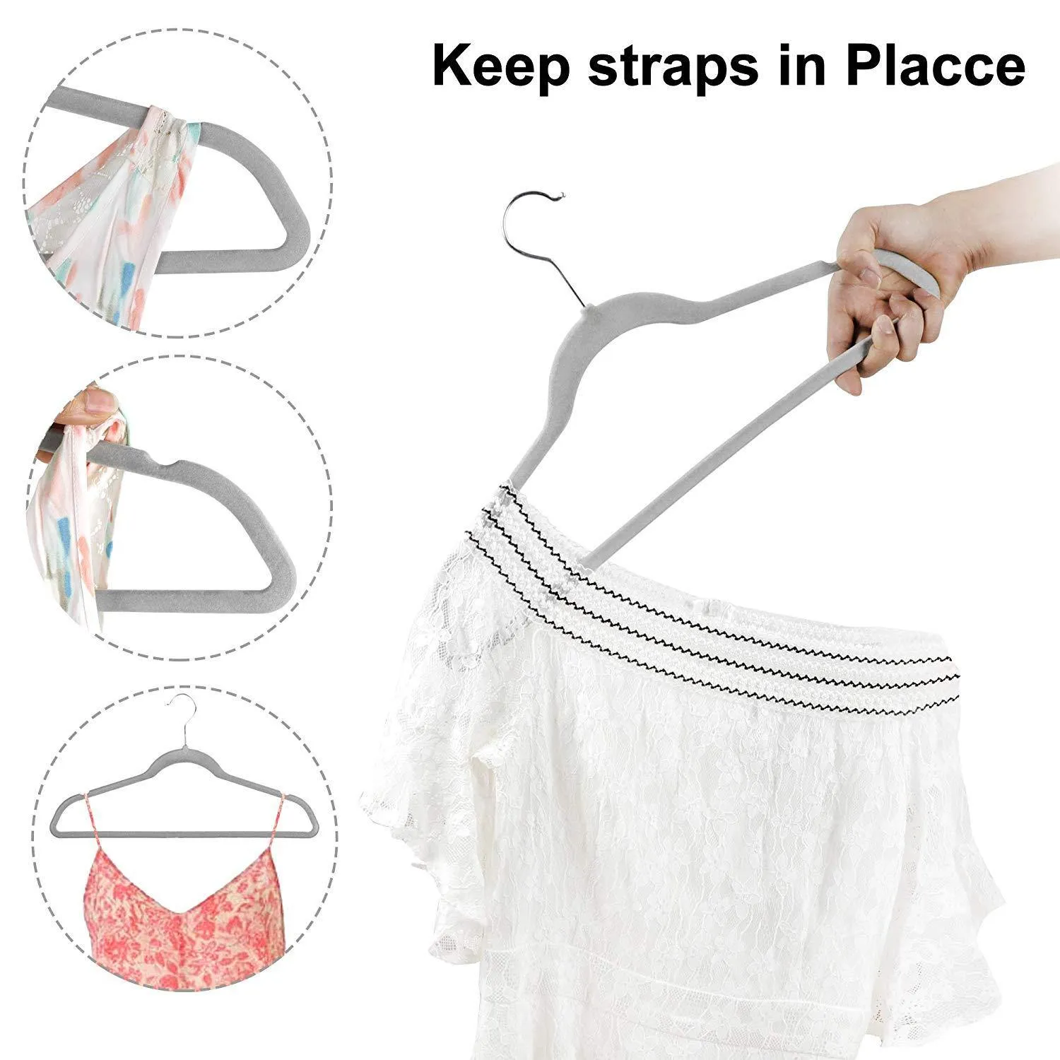 ZENY™ Pack of 100 Premium Velvet Hangers - Non Slip Velvet Suit Hangers - 360° Swivel Hooks (Grey/Beige)